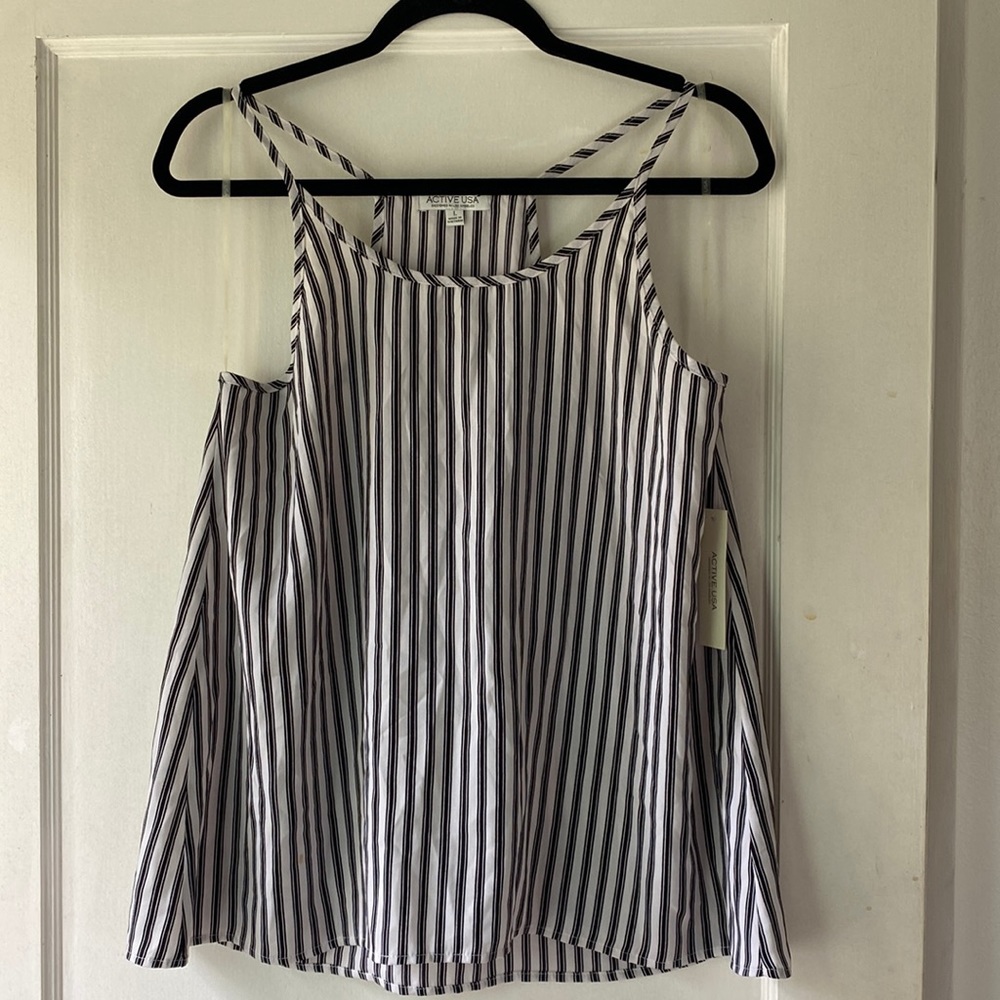 Stripped Racer Back Tank Top Blouse
